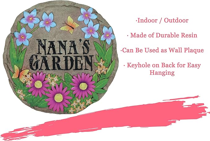 Spoontiques - Garden Décor - Nana's Garden Stepping Stone - Decorative Stone for Garden - Resin