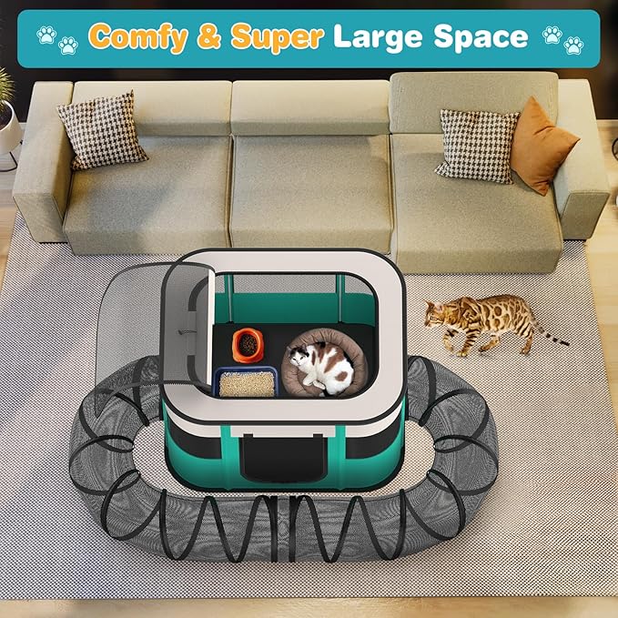 Upgrade Outdoor Cat Enclosure, Outdoor Cat Playpen Enclosed, Portable Catio Cat Tent with Tunnel for Indoor Cats Small Animals and Puppy