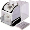 halinfer Backpack to Carry Cat and Small Puppy up to 16 Pounds, Breathable Pet Carrier to Transport Kitten Rabbit to Vet Visit Bag, Airline Approved Collapsible Expandable Black