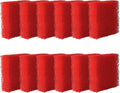 12-Pack Aquarium Glass Cleaner Sponges 3.25" x 3.25" x 1", Non-Scratch Scrubber Pads, Thick & Durable, Safe for Glass Fish Tanks for Crystal Clear View (Red)