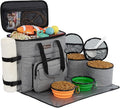 Modoker Dog Travel Organizer with 2 Collapsible Bowls for Supplies & Accessories, Airline Approved Dog Tote Pet Travel Bag with 2 Travel Food Container