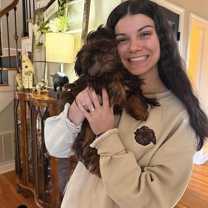 Custom Pet Embroidered Sweatshirt - Personalized Dog/Cat Face & Name - Gift for Mom, Dog Mom, Birthday, Christmas