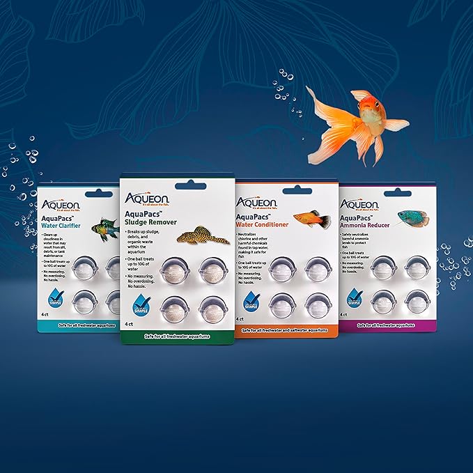 Aqueon AquaPacs Sludge Remover, for Freshwater Aquariums, 4 Pack