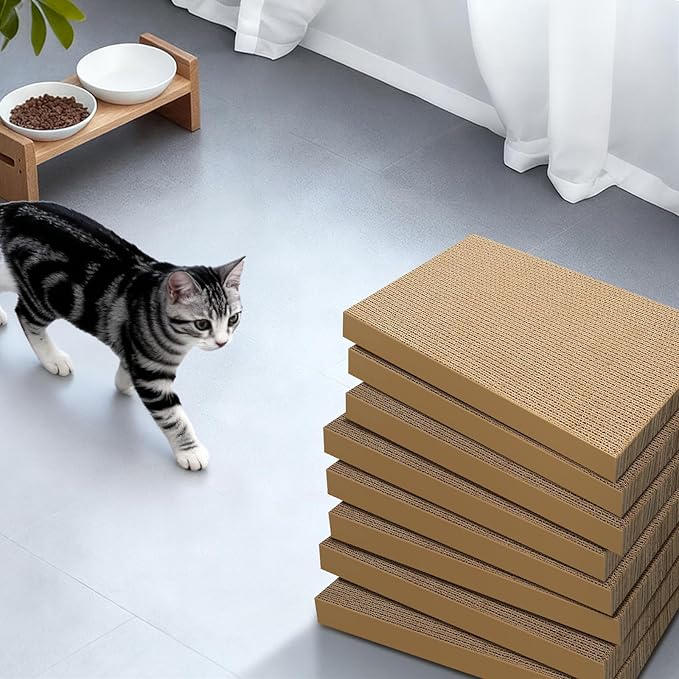 AGYM Cat Scratchers 8 Packs Refill Cat Scratching Pad Cardboard for Indoor Cats and Kitten, Large Size Cat Scratch Pad Board Easy for Cats to Scratch