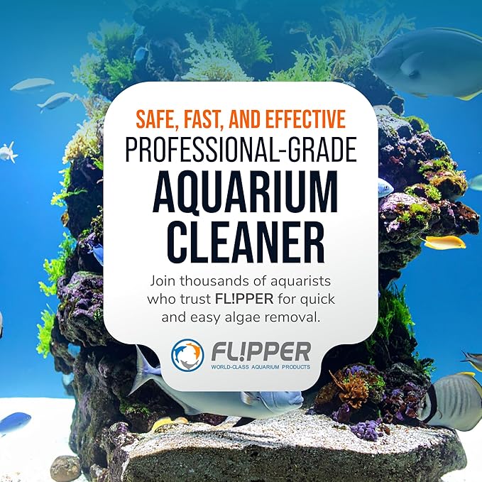 FLIPPER Max Magnetic Aquarium Cleaner – 2-in-1 Flip Scrubber and Scraper, Floating Design for Cleaning Hard-to-Reach Algae and Debris on Glass and Acrylic Tanks up to 3/4" (19mm)