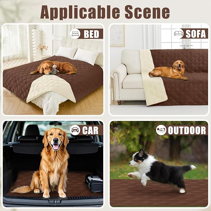 Smiry Waterproof Dog Bed Cover Blanket 30x70, Soft Reversible Pet Blanket, Washable Leakproof Cats Dogs Couch Cover for Sofa, Couch, Furniture, Brown/Beige