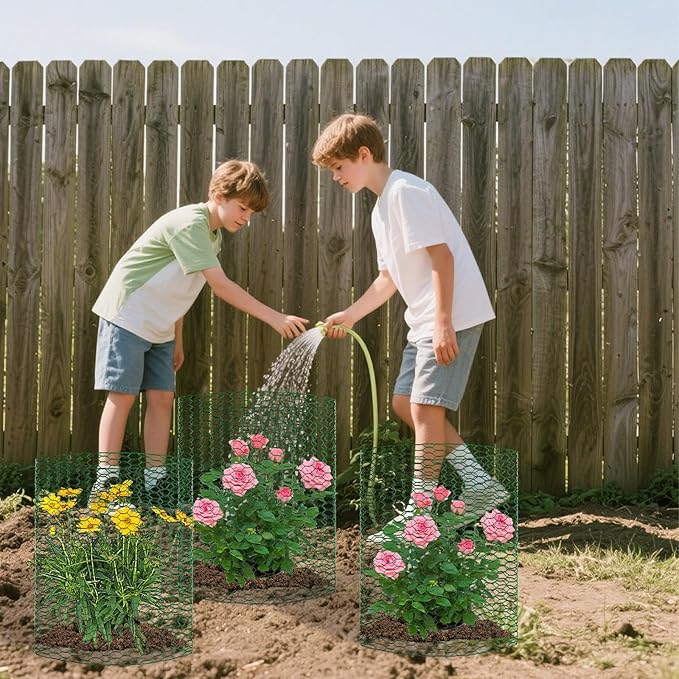 CIEOVO 32.8ft × 15.74 inches Wire Plant Protector from Animals, Metal Mesh Plant Cage Covers Rustproof Wire Plant Cages 30 U-Stakes 100 Ties for Plants Keeping Bunnies Chicken Birds Chicken Duck Out