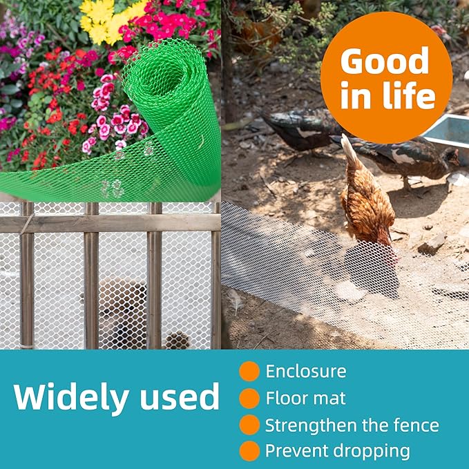 Pet & Garden Safeguard - 15.7IN x 16.4FT Roll - White Plastic Netting, Multi-Use Decorative Fencing for Poultry, Dogs, Rabbits,Chicken and Snake Barrier