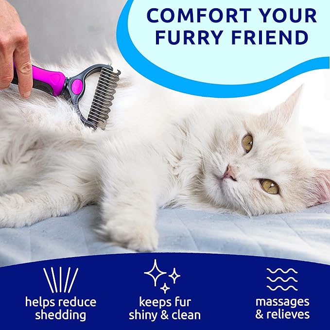 Pat Your Pet Deshedding Dog Brush For Shedding – Cat Brushes For Indoor Cats, Double-Sided Cat Brush Deshedding & Grooming Tool For Long Haired And Short Haired Dogs, Skin-Friendly