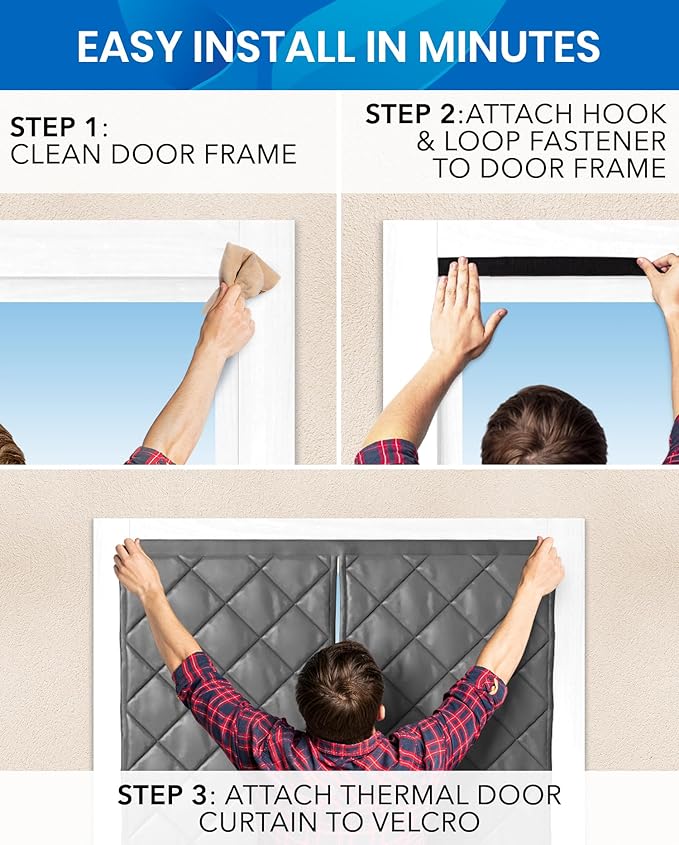 Flux Phenom Thermal Insulated Door Cover - Easy Install - Temperature Protection Barrier, Keeps Warm Air in, 50 Magnets for Secure Gap Free Closure, Magnetic Door Curtain for Winter - 40"x82"