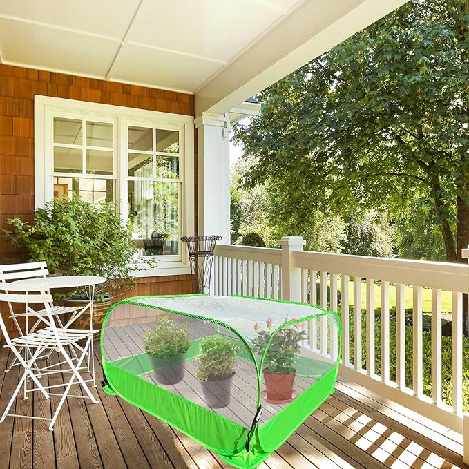 Pop Up Garden Mesh Plant Cover 2Pcs Outdoor Plant Protector Mesh Plant Enclosure Raised Bed Garden Bird and Pest Protection Guard for Fruits Vegetables Seedlings and Herbs