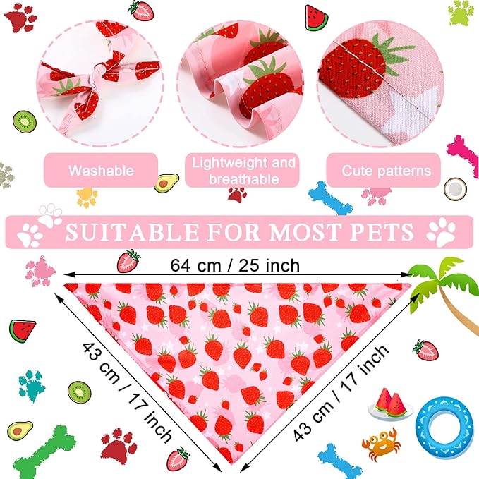 Frienda 20 Pcs Summer Spring Dog Bandanas Hawaiian Style Washable Triangle Pet Bibs Assortment Puppy Kerchief Accessories for Small Medium Pets Dogs Cats(Large)