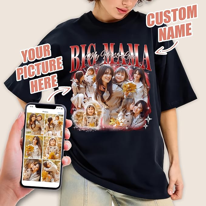 H-DEWALL Custom T Shirts Mineral Wash Tshirt Bootleg Rap Tee Customized Gifts for Boyfriend Birthday Shirts Tops for Women