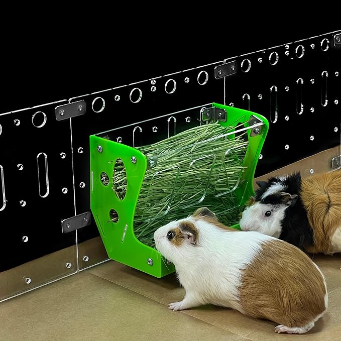 GuineaLoft™ Custom 2-in-1 Hay & Food Feeder - Multiple Colors Options for Guinea Pigs, Rabbits, and Chinchillas – No- Waste Hay Rack with Dual-Compartment Bowl, Easy Cage Mount, Space-Saving Design