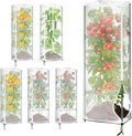 6 Pack 16.9 * 16.9 * 47.2inch Plant Cover for Square Tomato Cage,Tomato Trellis Mesh Netting Covers with Zipper Drawstring Bird Netting for Garden Protection