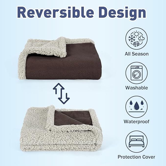 Kritter Planet Waterproof Dog Blanket, Reversible Water Proof Pet Blanket for Couch, Bed & Car, Washable Couch Covers for Medium Dogs - Protects Furniture from Fur, Dirt, and Accidents