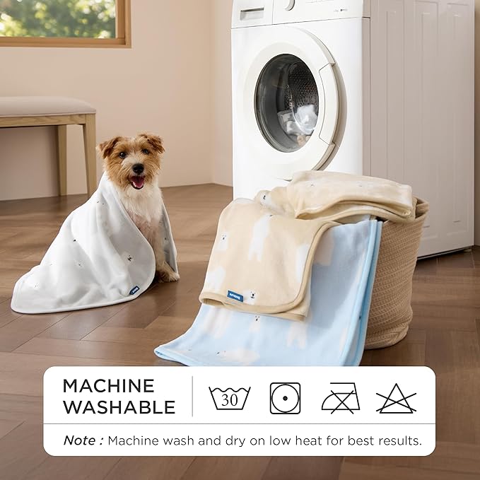 Bedsure 1 Pack 3 Pet Blankets, Super Soft Fluffy Premium Fleece Flannel Portable Throw Dog Blankets for Small Dogs, Printed Cat Puppy Blanket Light Blue/Grey/Brown Small(20x30 inch)