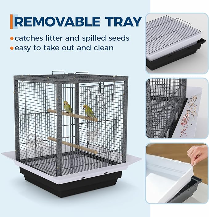 Garvee Small Bird Cage with Playground Stand, 20 Inch High Travel Bird Cage for Parrot, Parrot Carrier for Parakeet, Cockatiels, Budgies Medium Small Sized Birds