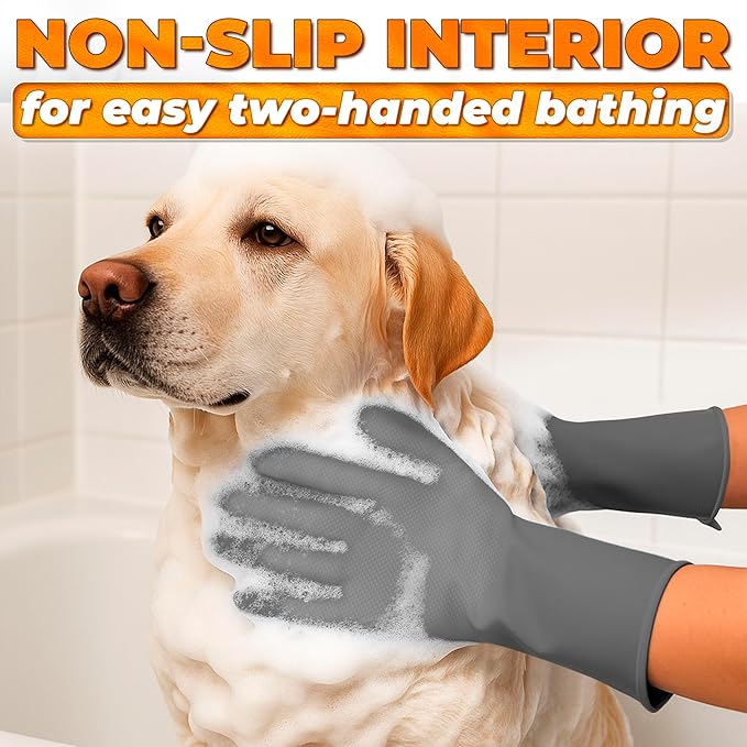 Cat & Dog Washing Gloves for Bathing – 2-in-1 Design Dog Scrubbing Gloves for Grooming, Massaging, and Paw Cleaning