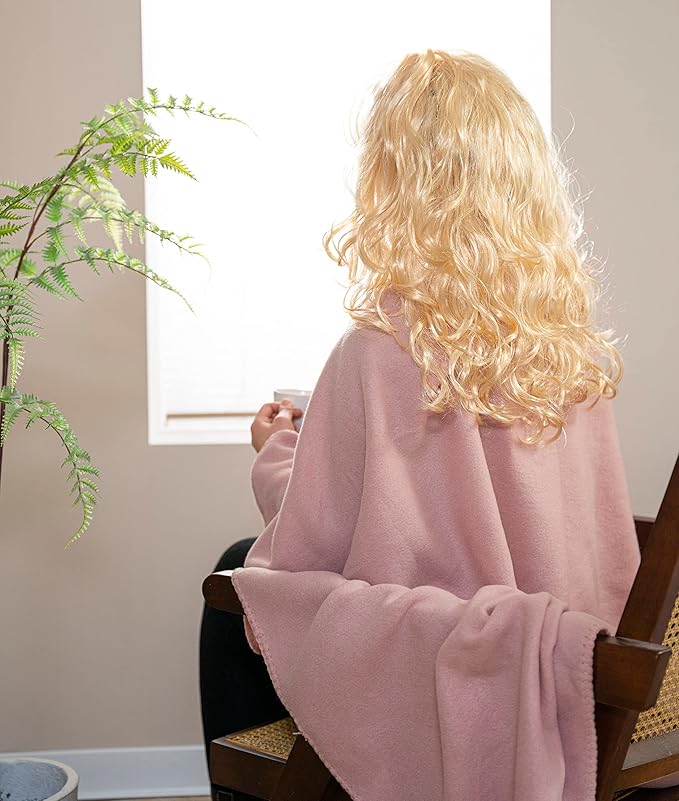 Fleece Throw Blankets Bulk Fleece Blankets Solid Wholesale Lightweight Warm Soft for Pet Bed Sofa Couch Office Wedding Gifts Travel Seasons Beige and Pink 50x60 Inches Pack of 6