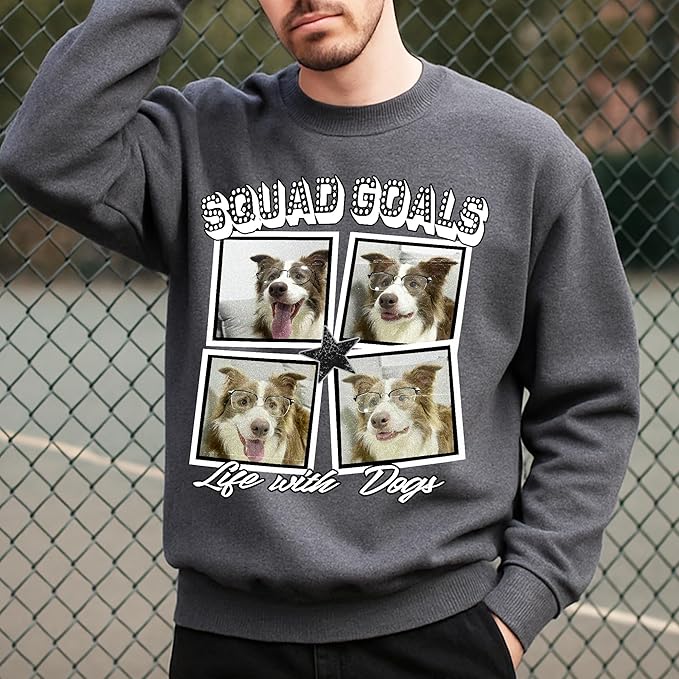H-DEWALL Custom Shirts Custom Bootleg Rap Shirt for Him Custom Face Shirt with Photo Pet Custom Tees Gift for Dog Cat Lover