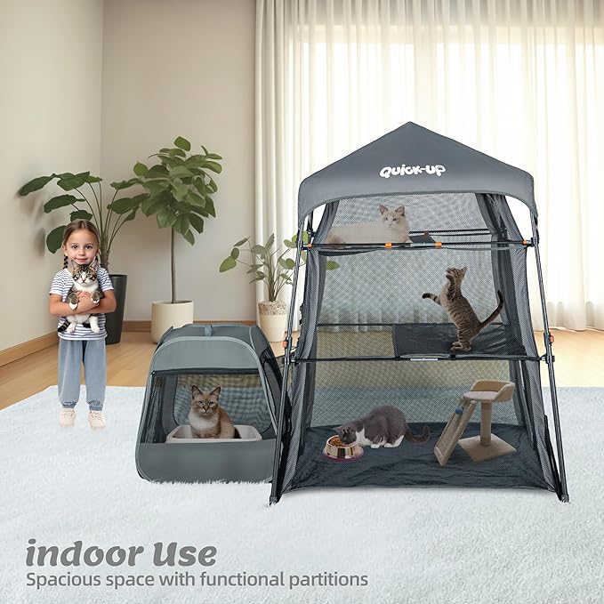 Cat Enclosure Kitten and Tower Tent for Indoor and Outdoor,3 Tier Cage Inside,Outdoor Catio,Portable and Foldable,Two Doors Design; Play Tunnel + Cube(with Three Ways)…