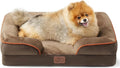 Bedsure Orthopedic Dog Beds for Small Dogs - Washable Small Dog Cat Bed Waterproof, Comfort Pet Couch Sofa with Washable Removable Cover, Pets Bed with Nonskid Bottom, Brown, 24"