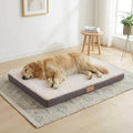 Patas Lague Orthopedic XL Dog Bed Large Sized Dog 48''X30'', Soft Waterproof Egg Crate Foam Large Pet Crate Beds Mat with Removable Washable Cover and Non-Slip Bottom, Ivory
