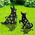 German Shepherd Metal Garden Stakes Yard Decor, 2PCS Black Dog Silhouette Statues Garden Decorative Gifts for Yard Art, Patio, Outside, Lawn Ornaments, Christmas, Backyard