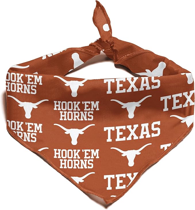 Texas Longhorns Officially Licensed Bandana for Dogs and Cats | Fits Pets Great Gift Idea | Easy-to-Tie (Large, 28")