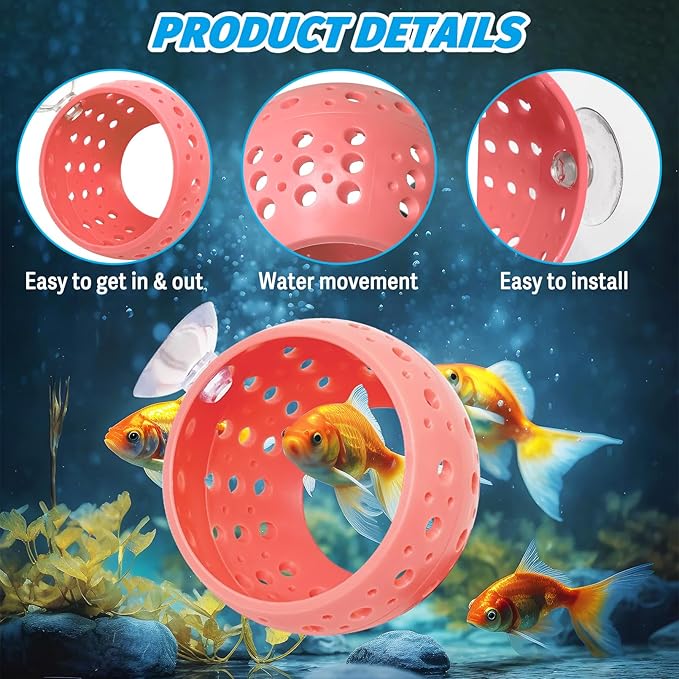 Fhiny Betta Tunnel, Aquarium Betta Fish Hideout with Suction Cup Fish Tank Tunnel Shrimp Cave Aquarium Decor Fish Tank Accessories for Small Fish Shrimp Betta Guppy Hiding Resting (Pink)