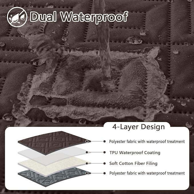 hyha Waterproof Dog Blanket, Soft Pet Bed Blankets, Waterproof Sofa Couch Cover for Dogs Washable, Reversible Pet Couch Covers for Sofa Furniture (68x82 Inch, Chocolate/Dark Grey)
