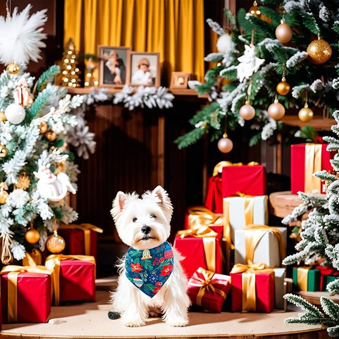 30 Pcs Christmas Happy New Year Dog Bandanas Bulk for Small Dogs Stitch Dog Bandanas Party Grooming S