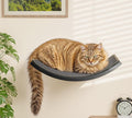 Gray Cat Wall Shelf with Grey Sisal Mat, Curved Cat Bed for Scratching and Resting, Wall Mounted Hammock for Large Cats
