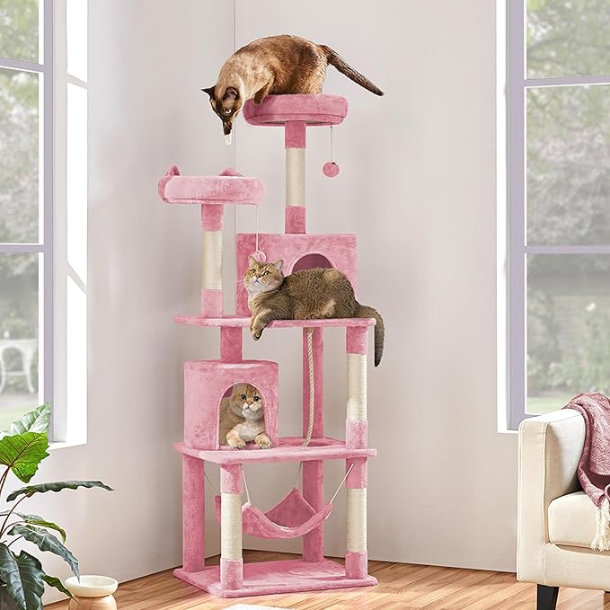 Topeakmart 70.5in Cat Tree, Cat Furniture with 2 Condos & 2 Foam-Padded Perches & Scratching Post & Fur Ball, Cat Tower for Indoor Cats