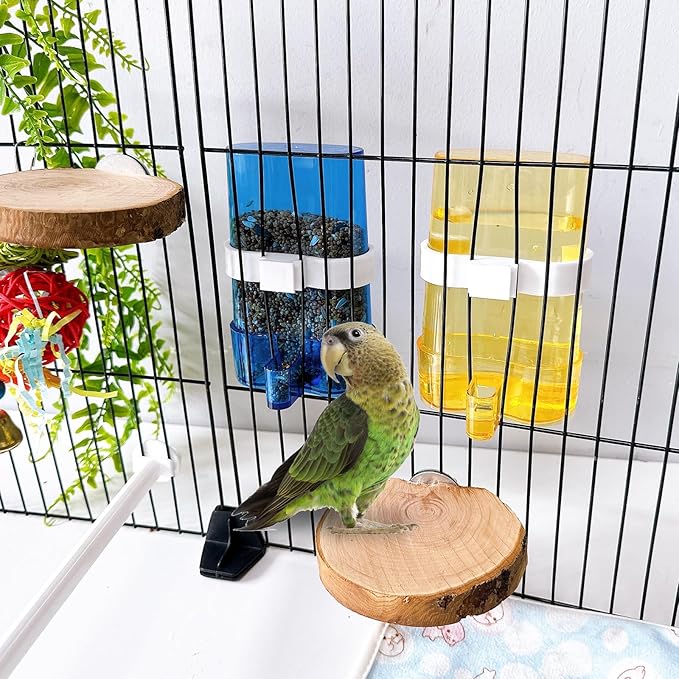Parakeet Water Dispenser Parrot Water Feeder Bird Seed Container for Cage Cockatiel Cage Accessories Automatic Feeding for Budgies Finch Small Birds 2pcs