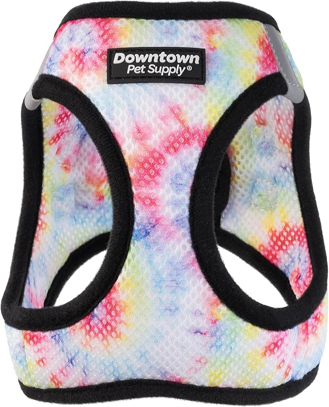 Downtown Pet Supply Step-in Dog Harness – No Pull, Adjustable Padded Mesh with Reflective Trim, Secure Buckle Strap – Comfortable & Breathable Small Dog Harness, Medium, Tye Die