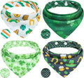 PAWCHIE St. Patrick's Day Dog Bandanas 4 Pack,Reversible Dog Party Triangle Scarf Bibs,Pet Holiday Costume with Adjustable Snaps,Multiple Patterns for Small Dogs Puppy,Cats Pets,Green S
