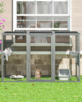 Catio Outdoor Cat Enclosure,71" L Outside Cat House Weatherproof, Wooden Large Catios for Cats Patio, Cat Houses with 3 Platforms,Grey