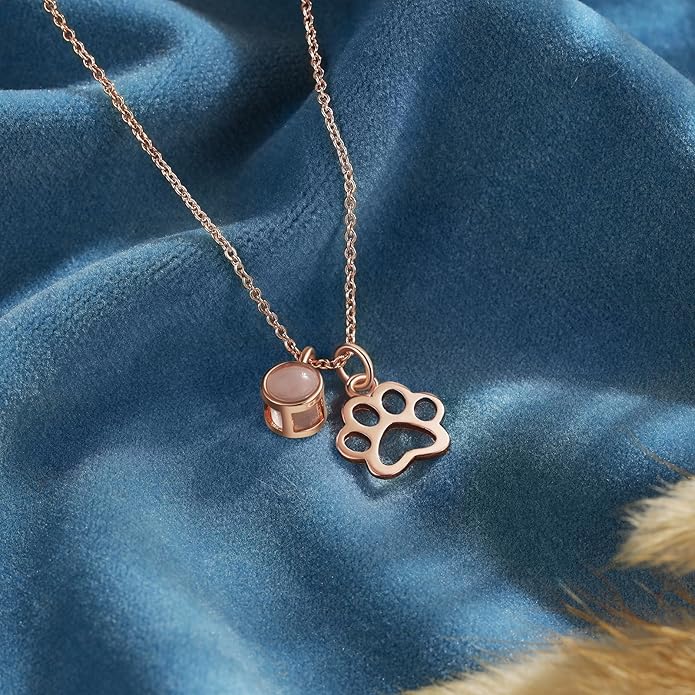 Personalized Cute Dog Cat Paw Name Necklace Forever Love Custom Heart Pendant Pet Name Necklace Gift for Pet Lovers