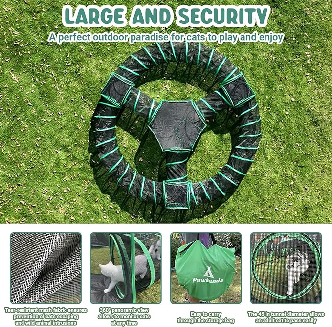 Outdoor Cat Enclosures, 10 in 1 Cat Tent with Tunnels for Outside, Large Space Catio Outdoor Pet Enclosure for Indoor Kitty, Enclosed Pet Playpen
