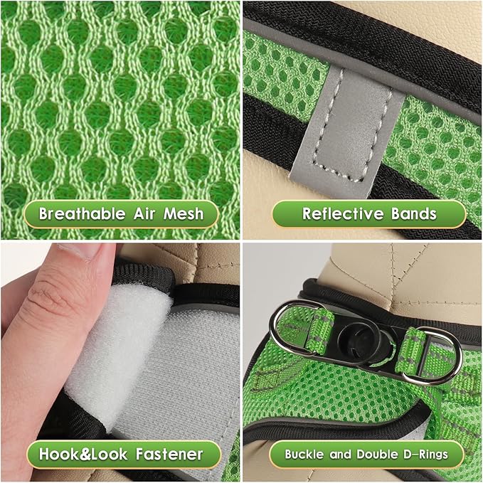YIMEIS Dog Harness and Leash Set, No Pull Soft Mesh Pet Harness, Reflective Adjustable Puppy Vest for Small Medium Large Dogs, Cats (Grass Green, Small (Pack of 1)