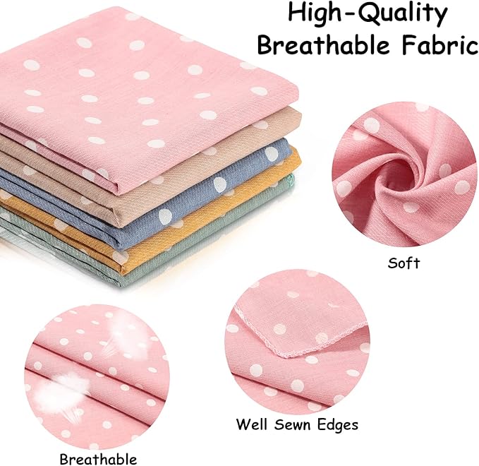 5 Pieces Dog Bandana Pet Summer Bandana Point Kerchief Dog Washable Scarf Soft Comfortable Daily Bib Adjustable Accessory for Pet(Green, Pink, Ginger, Khaki, Blue,Dot)