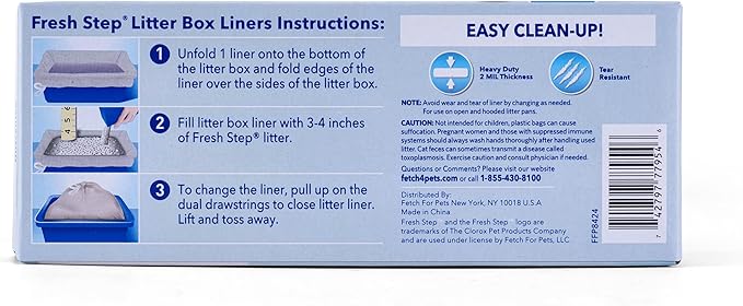 Fresh Step Jumbo Drawstring Cat Litter Box Liners, Unscented Heavy Duty Kitty Litter Bags for X-Large Oval or Rectangle Pans, Helps Contain Mess, Easy Lift Out Cleanup, 36 x 19 in, 7 Count