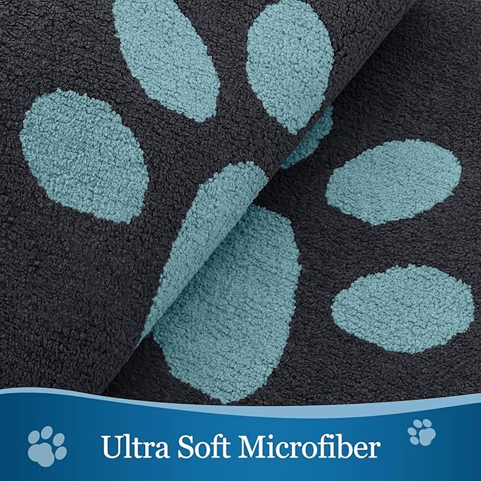 Buganda Dog Door Mat for Muddy Paws, Absorbent Dirt Trapper Washable Indoor Doormats, Non Slip Low-Profile Mud Mat for Dogs, Front Entrance Doormat for Inside Floor (36x24 Inches, Dark Grey and Blue)