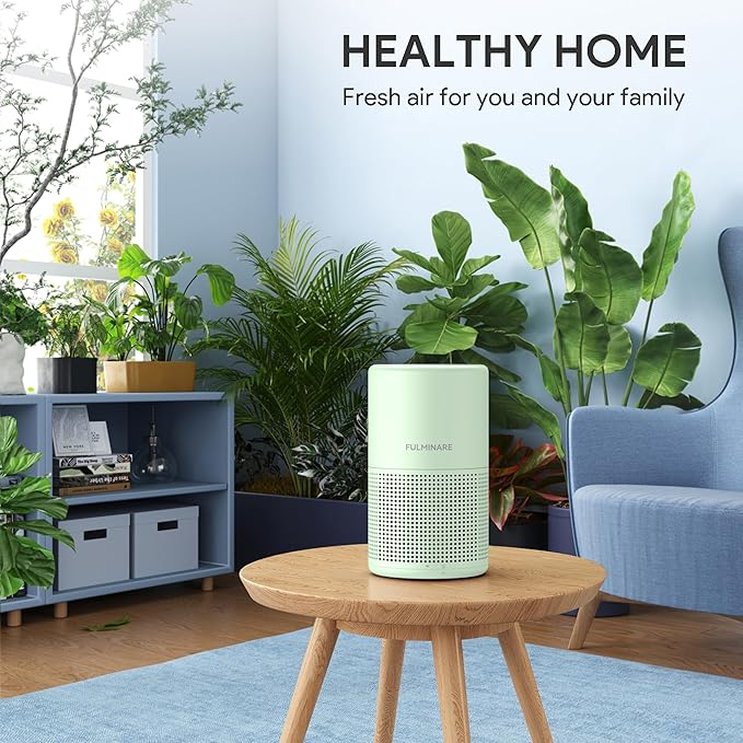 FULMINARE 2 Pack Air Purifiers for Home Bedroom H13 True HEPA Air Purifier, 3 Speeds, Timer, 24dB Quiet Air Cleaner With Night Light, Portable Small Desk Air Purifier for Smoke, Kitchen, Office, Green