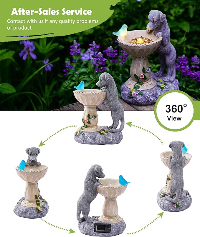 Nacome Solar Dog Garden Statues: Outdoor Decor Ornaments for Outside Decorations Lawn Porch Yard Art Patio Balcony - Birthday Gifts for Mom Grandma Women Lover