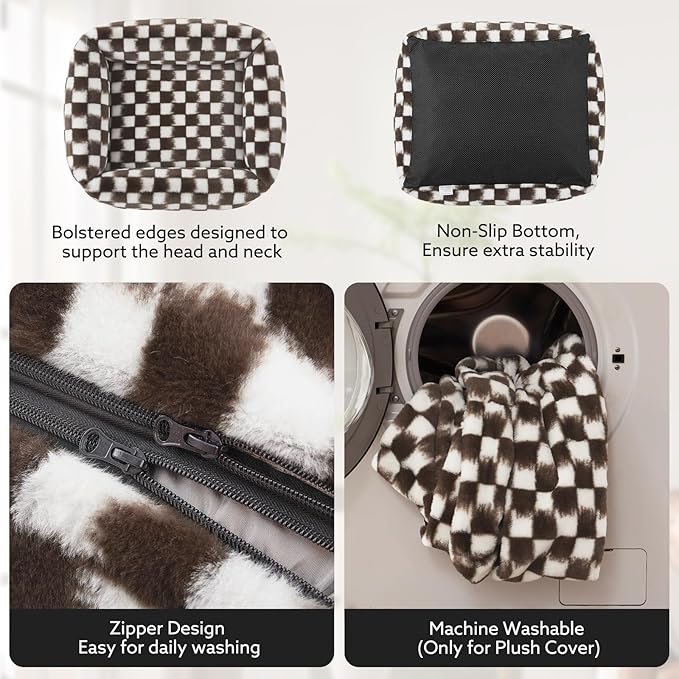 JOEJOY Large Dog Beds Large Sized Dog, Rectangle Washable Orthopedic Corduroy Fleece Pet Bed with Removable Zipper Cover, Cute Soft Calming Puppy Bed with Non Skid Bottom