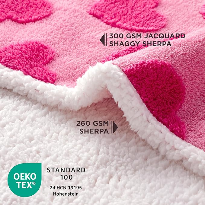 LE SURE Waterproof Puppy Blanket for Small Dogs - Washable Double Sided Dog Blankets Valentine's Day Gift with Warm Soft Sherpa Fleece, Pet Cat Blanket for Couch Protection, Lover Hearts