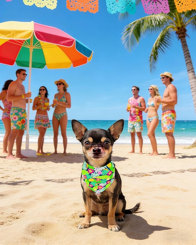 PET SHOW 50 Pack Hawaiian Dog Bandanas Bulk for Small Dogs Cats Puppys XS Washable Adjustable Dog Scarf Triangle Bibs Pet Red Pink Decorative Grooming Accessories